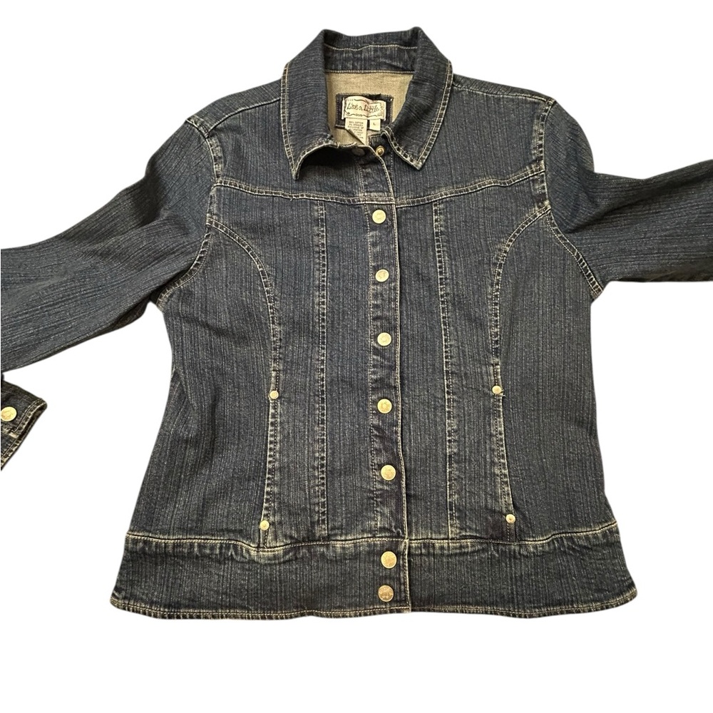 Live A Little Women’s Vintage Peacock Embroidered Denim Jacket L Y2K Floral - Picture 4 of 10
